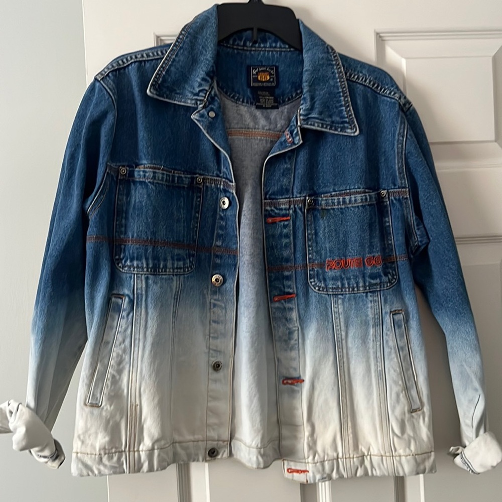 Route 66 Ombre' Denim Jacket Button Down size L with Front Pockets